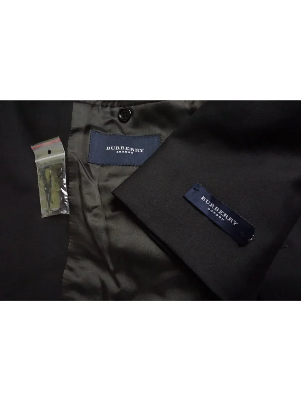 Burberry London Solid Black Wool 2 Pc Suit Jacket Pants Sz 40R BRAND NEW